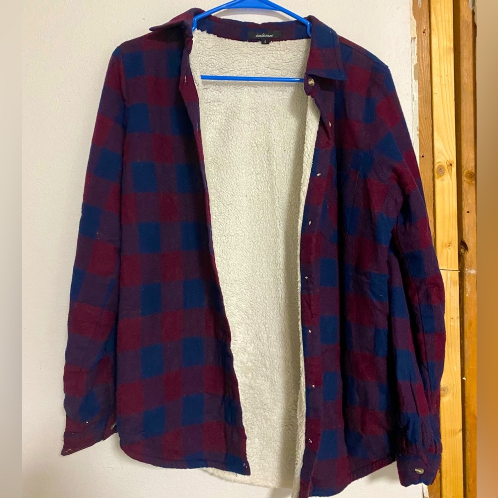 Ambiance Plaid Red/Blue Shacket Small